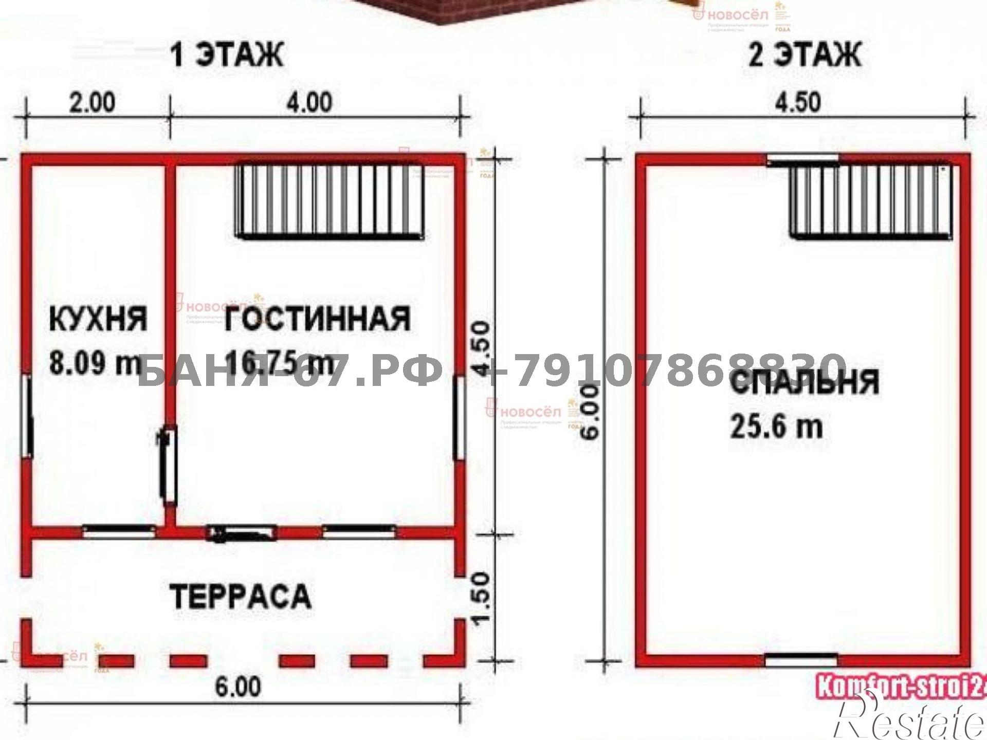 Дом 6х4.5 + открытая веранда 1.5 м.